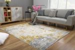 9' X 13' Gold and Gray Abstract Area Rug