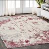 5' X 7' Red Abstract Dhurrie Area Rug