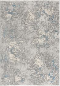 7' X 10' Blue Abstract Circular Motifs Area Rug