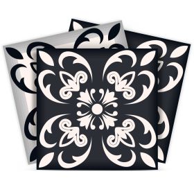 8" X 8" Black And White Quatro Peel And Stick Removable Tiles