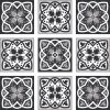 8" X 8" Black White And Gray Baz  Peel And Stick Removable Tiles
