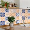 7" X 7" Yellow White And Blues Peel And Stick Removable Tiles