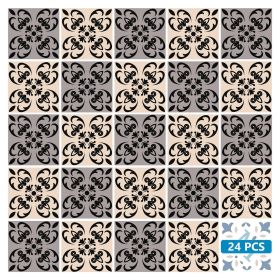 7" X 7" Light Grey And Cream Orchid Peel And Stick Removable Tiles