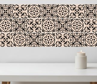 4" X 4" Cream And Black Mosaic Peel And Stick Removable Tiles