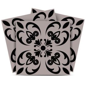 5" X 5" Black And White Orchid Peel And Stick Removable Tiles