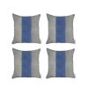Set Of 4 Ivory And Blue Center Pillow Covers