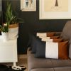 Set Of 4 Brown Faux Leather Lumbar Pillow Covers