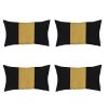 Set Of 4 Black And Yellow Lumbar Pillow Covers