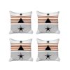 Set Of 4 Orange And Ivory Striped Pillow Covers