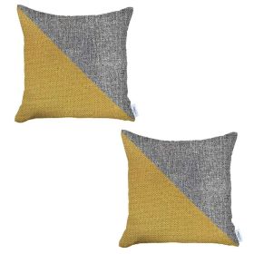 Set Of 2 Gray And Yellow Diagonal Pillow Covers