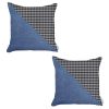 Set Of 2 Blue Houndstooth Pillow Covers