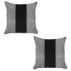 Set Of 2 Gray And Black Center Pillow Covers