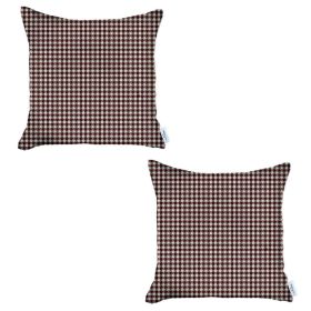 Set Of 2 Red Houndstooth Pillow Covers