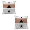 Set Of 2 Orange And Ivory Striped Pillow Covers
