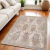 8' X 11' Beige and Ivory Medallion Non Skid Area Rug