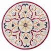 6' Red And Ivory Round Wool Hand Tufted Area Rug