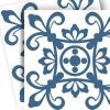 6" X 6" Teal And White Mosaic Peel And Stick Removable Tiles