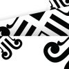 7" X 7" Black and White Daisy Peel and Stick Removable Tiles