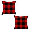 Set of 2 Red and Black Buffalo Plaid Throw Pillows