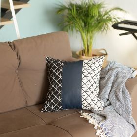 Set of 2 Navy Geometric Shapes Throw Pillow Covers