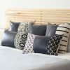 Set of 2 White and Navy Boho Throw Pillow Covers