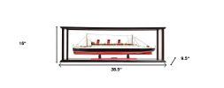 16" Black and Red RMS Queen Mary Medium Display Case Boat Hand Painted Decorative Boat