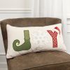 Ivory Red and Green Christmas Joy Lumbar Throw Pillow