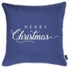Set Of Four 18" X 18" Blue Zippered Polyester Christmas Reindeer Throw Pillow Cover