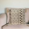 20" Beige Cotton Blend Throw Pillow