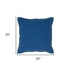 20" Blue Cotton Throw Pillow