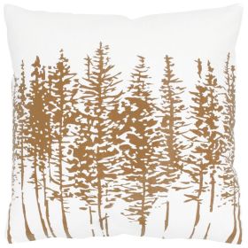 18" Brown and Ivory Cotton Throw Pillow