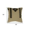 18" Black and Ivory Cotton Throw Pillow