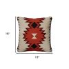 18" Orange and Ivory Cotton Throw Pillow