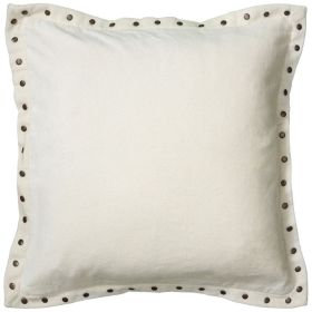Ivory Embellished Flange Down Filled Throw Pillow