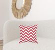 Red Ivory Chevron Down Filled Throw Pillow