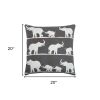 20" Gray and White Cotton Throw Pillow