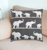 20" Gray and White Cotton Throw Pillow