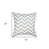 18" Silver and Ivory Cotton Throw Pillow