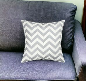 18" Silver and Ivory Cotton Throw Pillow