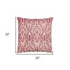 22" Red and White Cotton Throw Pillow