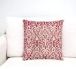 22" Red and White Cotton Throw Pillow