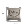 20" Natural and Gray Cotton Throw Pillow