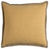 22" Yellow and Beige Cotton Throw Pillow