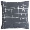 20" Gray and Silver Abstract Linework Cotton Throw Pillow