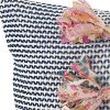 14" X 26" Natural Navy Pink Cotton Throw Pillow