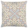 Light Blue Floral Appliqued Throw Pillow