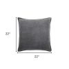 Dark Gray Solid Pearl Beaded Edge Throw Pillow