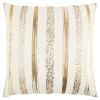 Gold Glam Stripe Beaded Throw Pillow