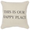 Gray Taupe Canvas Happy Place Throw Pillow