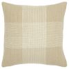 Beige White Plaid Pattern Throw Pillow